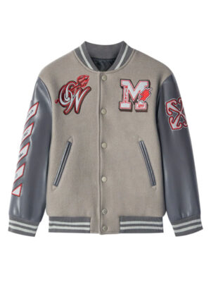 AC Milan Varsity Gray Varsity Bomber Jacket