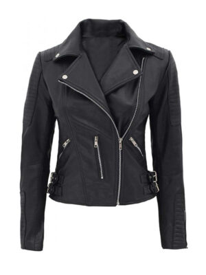 Bari Womens Motorcycle Biker Leather Jacket