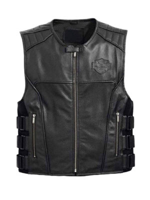 Harley Davidson Swat II Black Leather Vest