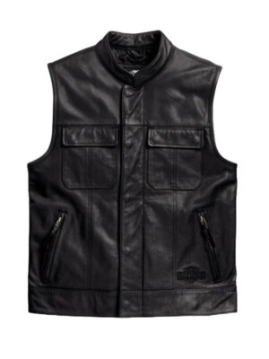 Men Harley Davidson Foster Leather Biker Vest