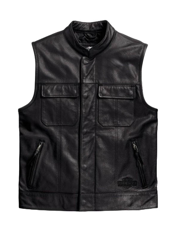 Men Harley Davidson Foster Leather Biker Vest