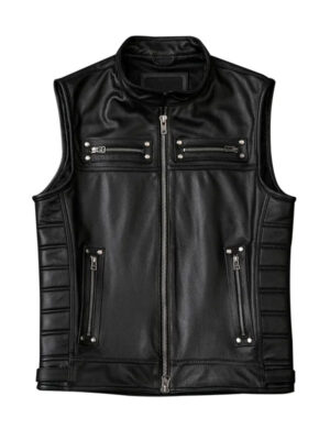 Men Motorcycle Biker High Quality Stand Collar Vest