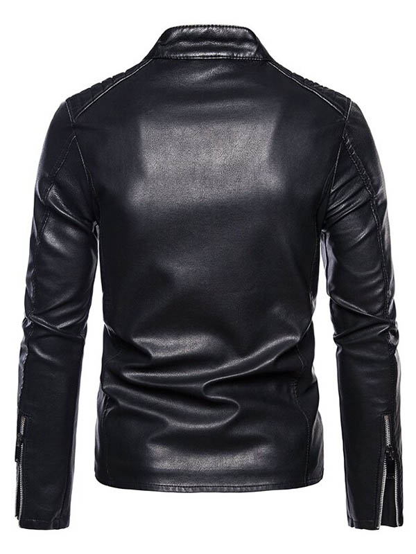 Men Slimfit Motorcycle Zipper Leather Jacket