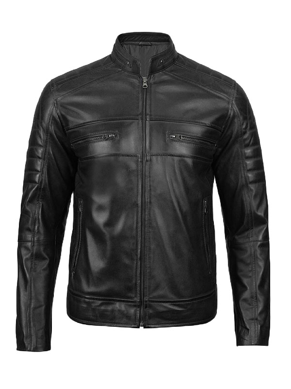 Mens Black Cafe Racer Leather Jacket | Save 30% | Iconic Jacket