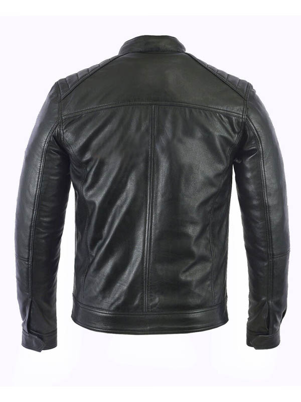 Mens Cafe Racer Trendy Quilted Black Jacket