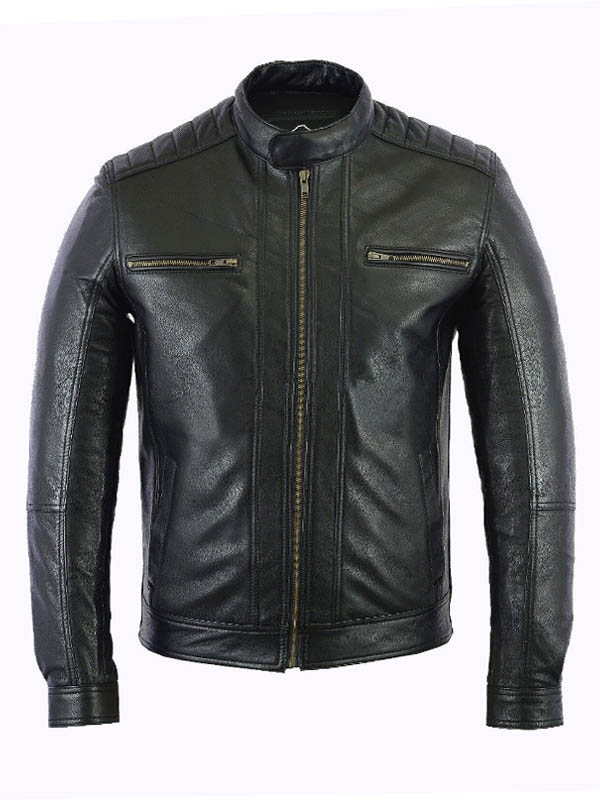 Mens Cafe Racer Trendy Quilted Black Jacket