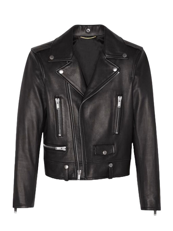Mens Lambskin Leather Bomber Biker Jacket