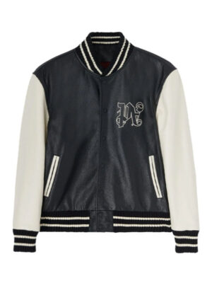 Mens Palm Angels Leather Bomber Jacket