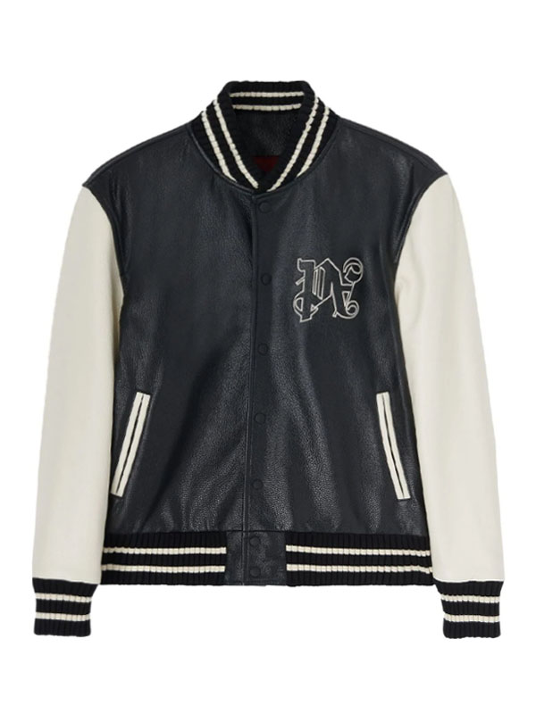 Mens Palm Angels Leather Bomber Jacket
