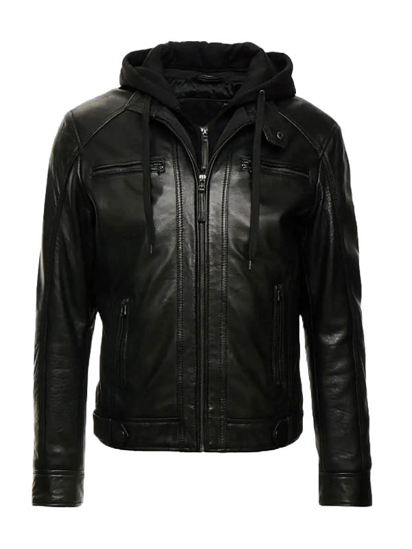 Mens Removable Hooded Black Jacket | Save 30% | Iconic Jacket