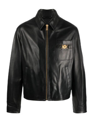 Mens Versace Medusa Black Leather Jacket
