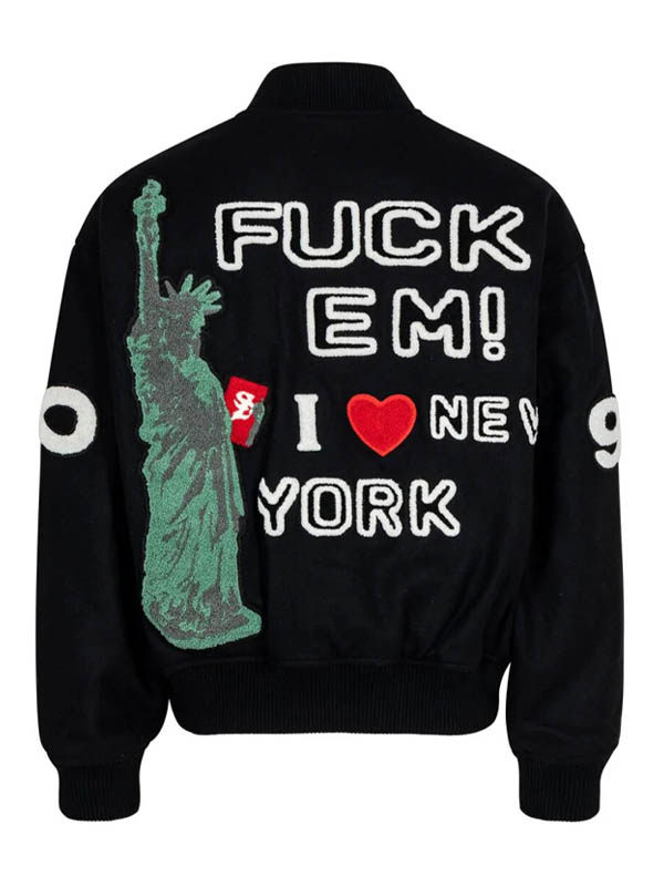 NY Supreme Tourist Varsity Black Bomber Jacket
