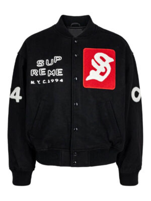 NY Supreme Tourist Varsity Black Bomber Jacket