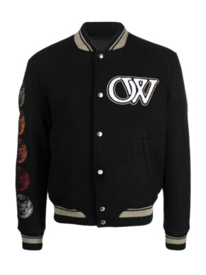 Offwhite Logo Varsity Bomber Wool Jacket