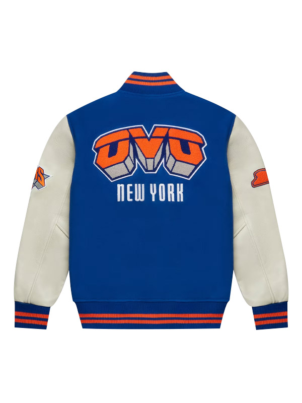 OVO Knicks Blue Varsity Bomber Jacket