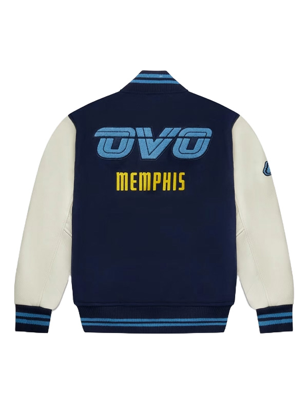 OVO Memphis Grizzlies Navy Blue Varsity Jacket
