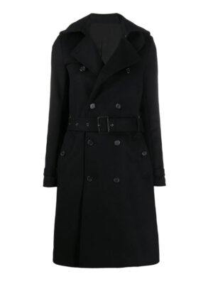 Saint Laurent Double Breasted Belted Wool Coat
