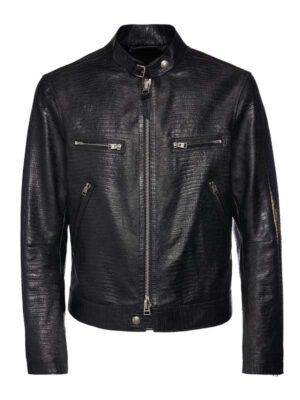 Tom Ford Lizard Embossed Leather Biker Jacket