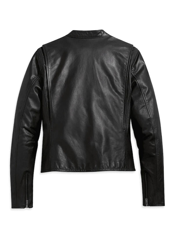 Women Casual Style Black Leather Jacket