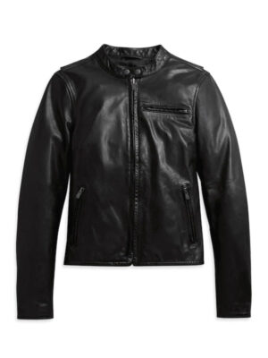 Women Casual Style Black Leather Jacket