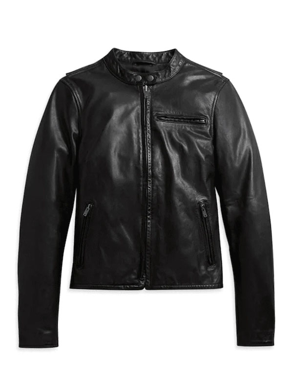 Women Casual Style Black Leather Jacket
