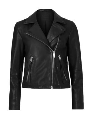 Women Side Lace Design Leather Jacket