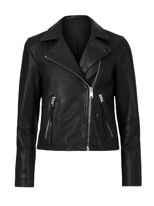Women Side Lace Design Leather Jacket