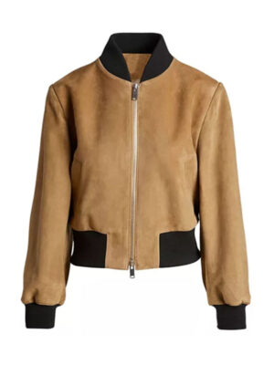 Women’s Brown Suede Leather Bomber Jacket