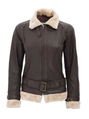 Women's Dark Brown Leather B3 Shearling Jacket