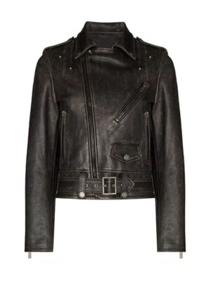 Women's Distressed Black Leather Jacket