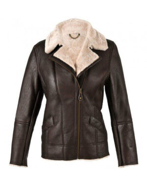 Women's Sheepskin Brown Leather Shearling Jacket
