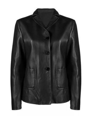 Women's Shirt Style Black Leather Jacket