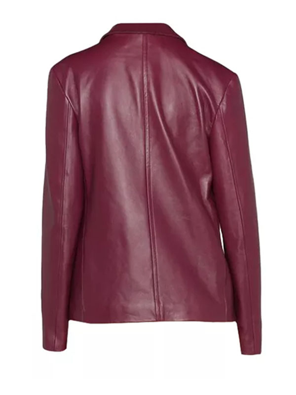Women's Shirt Style Maroon Leather Jacket