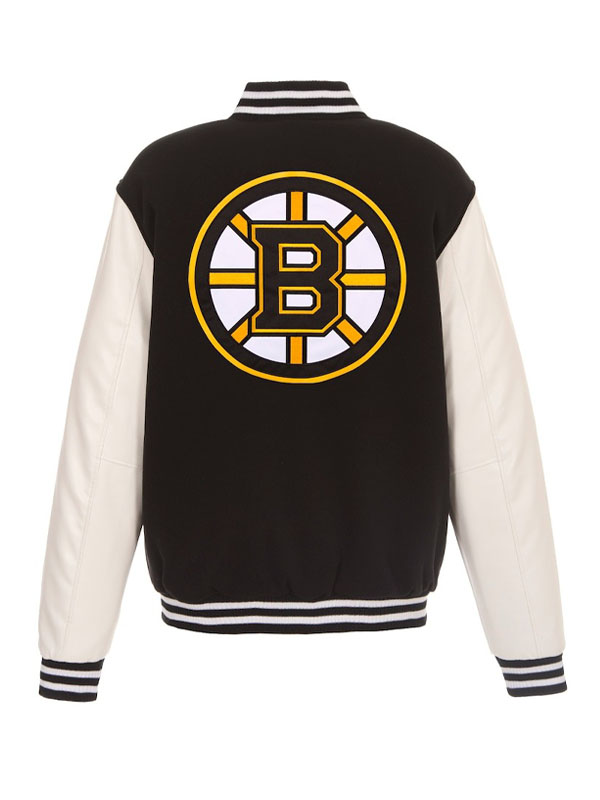 Boston Bruins Black Grey Varsity Bomber Jacket