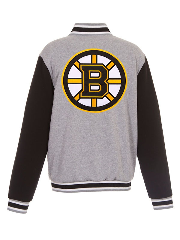 Boston Bruins Black Grey Varsity Bomber Jacket