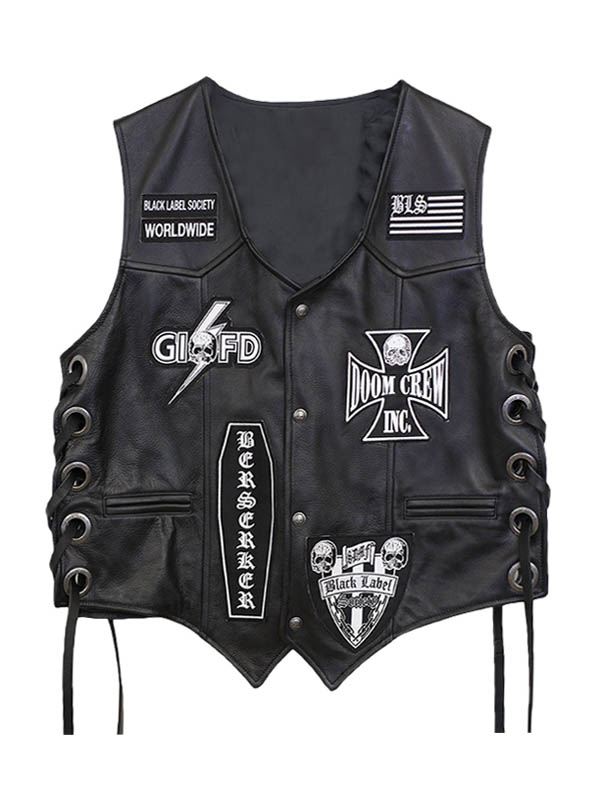 Doom Crew Black Label Society Black Leather Vest