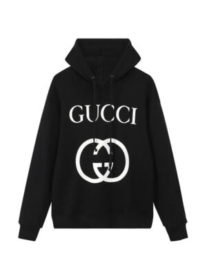 Gucci Unisex Black Fleece Pullover Hoodie