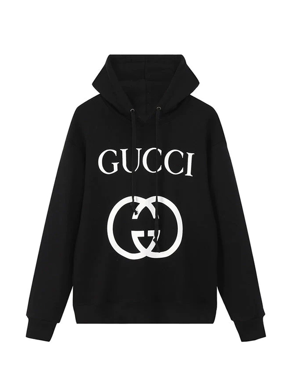 Gucci Unisex Black Fleece Pullover Hoodie