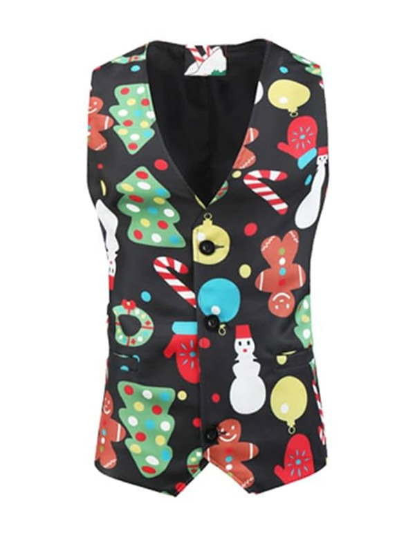 Men's Christmas Floral Print 3 Piece Suit