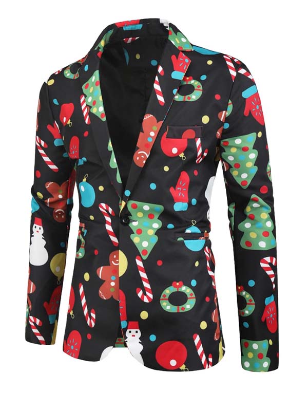 Men's Christmas Floral Print 3 Piece Suit