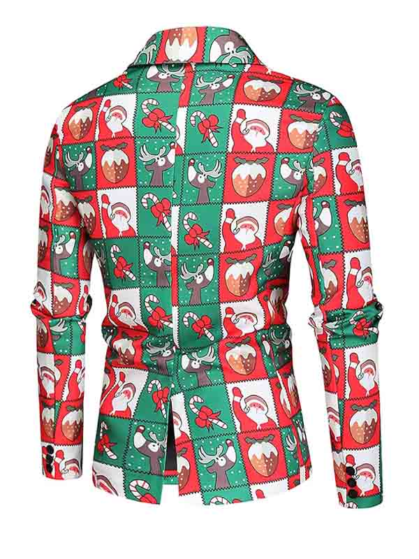 Men's Christmas Printed 3 Piece Multicolor Suit