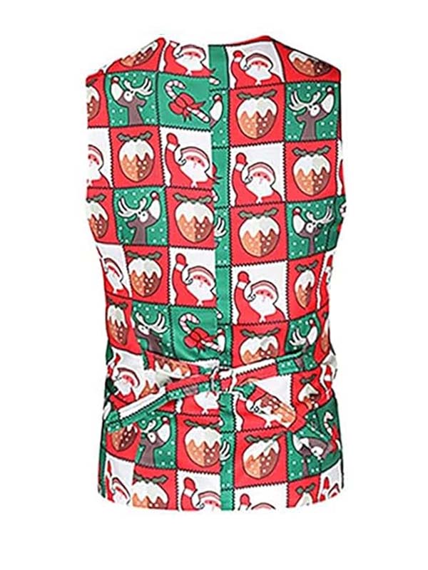 Men's Christmas Printed 3 Piece Multicolor Suit