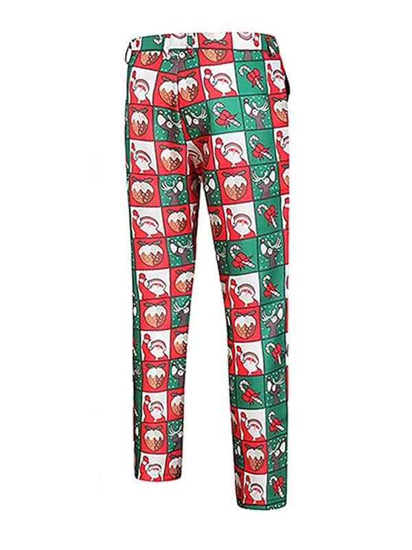 Men's Christmas Printed 3 Piece Multicolor Suit