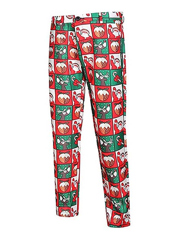 Men's Christmas Printed 3 Piece Multicolor Suit
