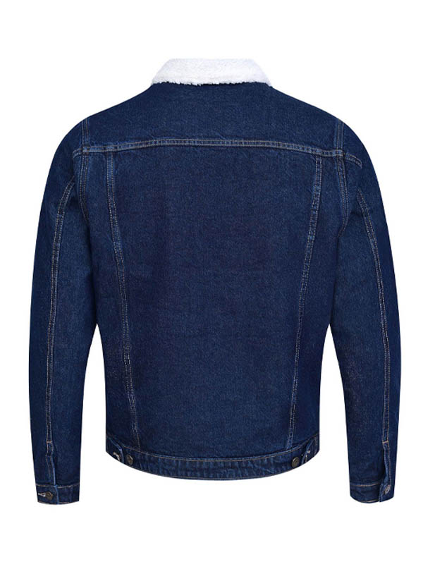 Men's Dark Blue Trucker Plain Denim Jacket