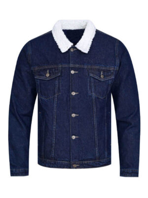 Men's Dark Blue Trucker Plain Denim Jacket