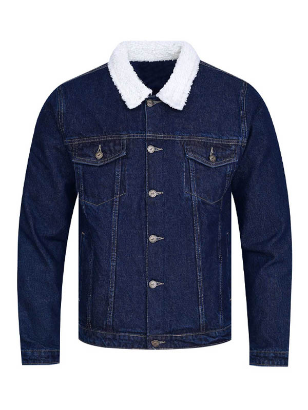 Men's Dark Blue Trucker Plain Denim Jacket