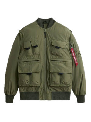 Men's Green Multi Pocket Bomber Jacket