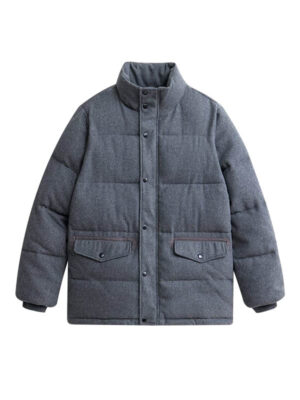 Men's Grey Puffer Parka Bomber Jacket