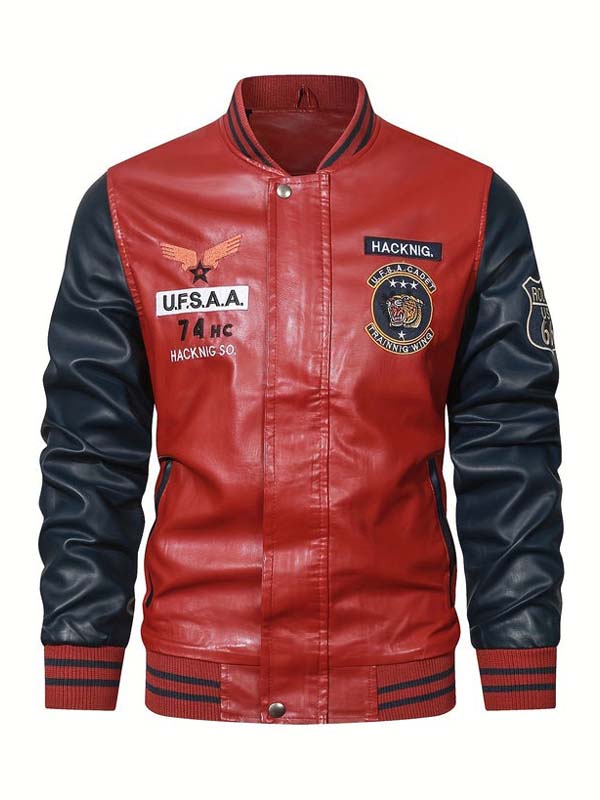 Men Multicolor Slimfit Biker Leather Jacket
